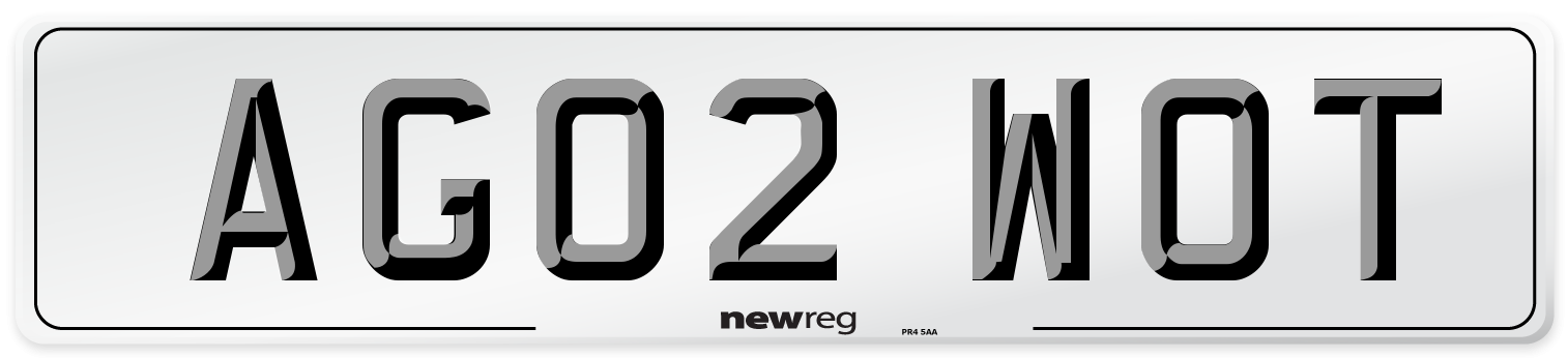AG02 WOT Number Plate from New Reg
